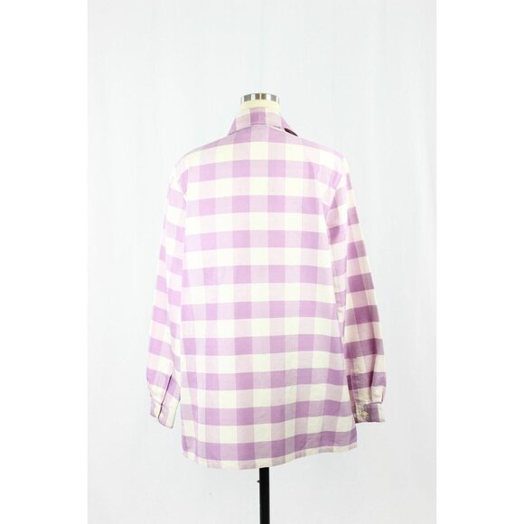 Vintage SILKLAND Purple White Silk Buffalo Check Button Down Shirt, Size M - Picture 3 of 12